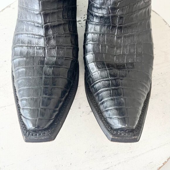 Rod Patrick Womens Cowboy Boots 6A Black Caiman Western Cowgirl Tall Pointed Toe - Picture 6 of 12